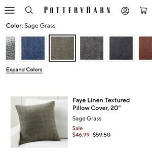 Pottery Barn Gray Textured Linen Pillow Cover